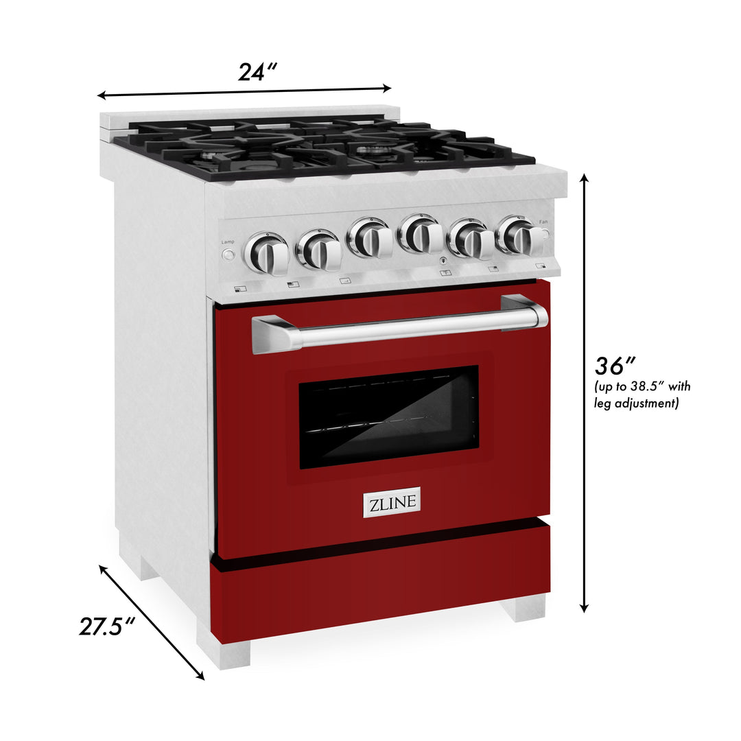 ZLINE 24 in. 2.8 cu. ft. Range with Gas Stove and Gas Oven in Fingerprint Resistant Stainless Steel (RGS-SN-24)