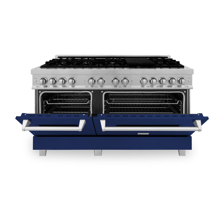 ZLINE 60 in. 7.4 cu. ft. Dual Fuel Range with Gas Stove and Electric Oven in Fingerprint Resistant Stainless Steel and Colored Door Options (RAS-60)