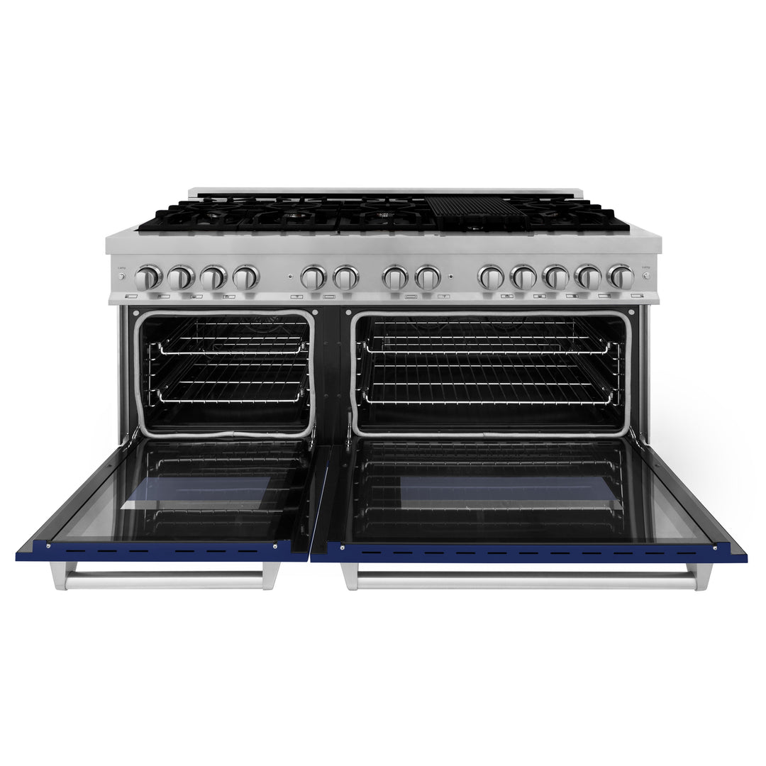 ZLINE 60 in. 7.4 cu. ft. Dual Fuel Range with Gas Stove and Electric Oven in Fingerprint Resistant Stainless Steel and Colored Door Options (RAS-60)