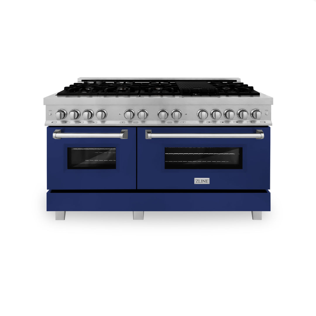 ZLINE 60 in. 7.4 cu. ft. Dual Fuel Range with Gas Stove and Electric Oven in Fingerprint Resistant Stainless Steel and Colored Door Options (RAS-60)