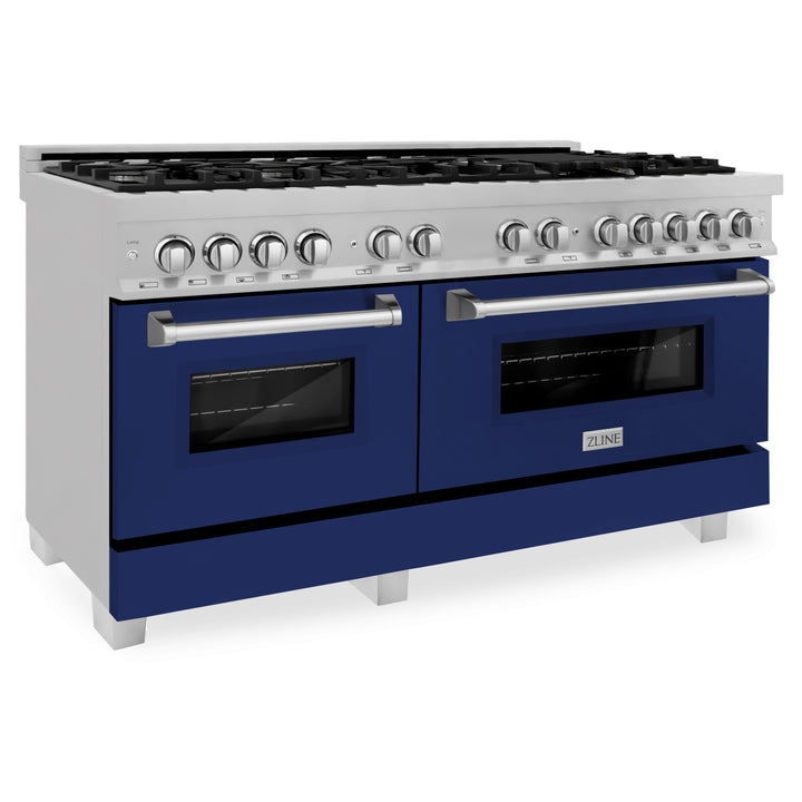 ZLINE 60 in. 7.4 cu. ft. Dual Fuel Range with Gas Stove and Electric Oven in Fingerprint Resistant Stainless Steel and Colored Door Options (RAS-60)