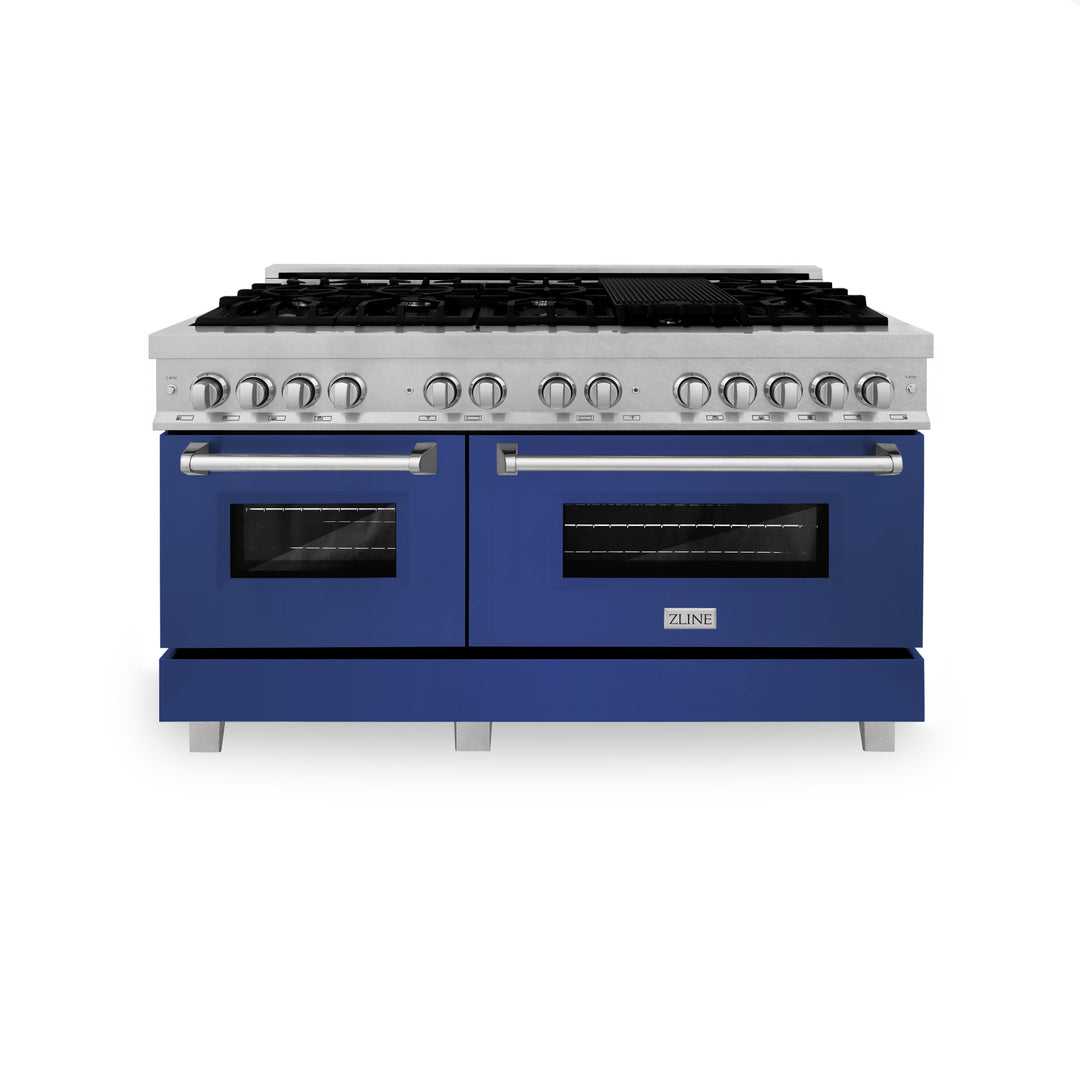 ZLINE 60 in. 7.4 cu. ft. Dual Fuel Range with Gas Stove and Electric Oven in Fingerprint Resistant Stainless Steel and Colored Door Options (RAS-60)