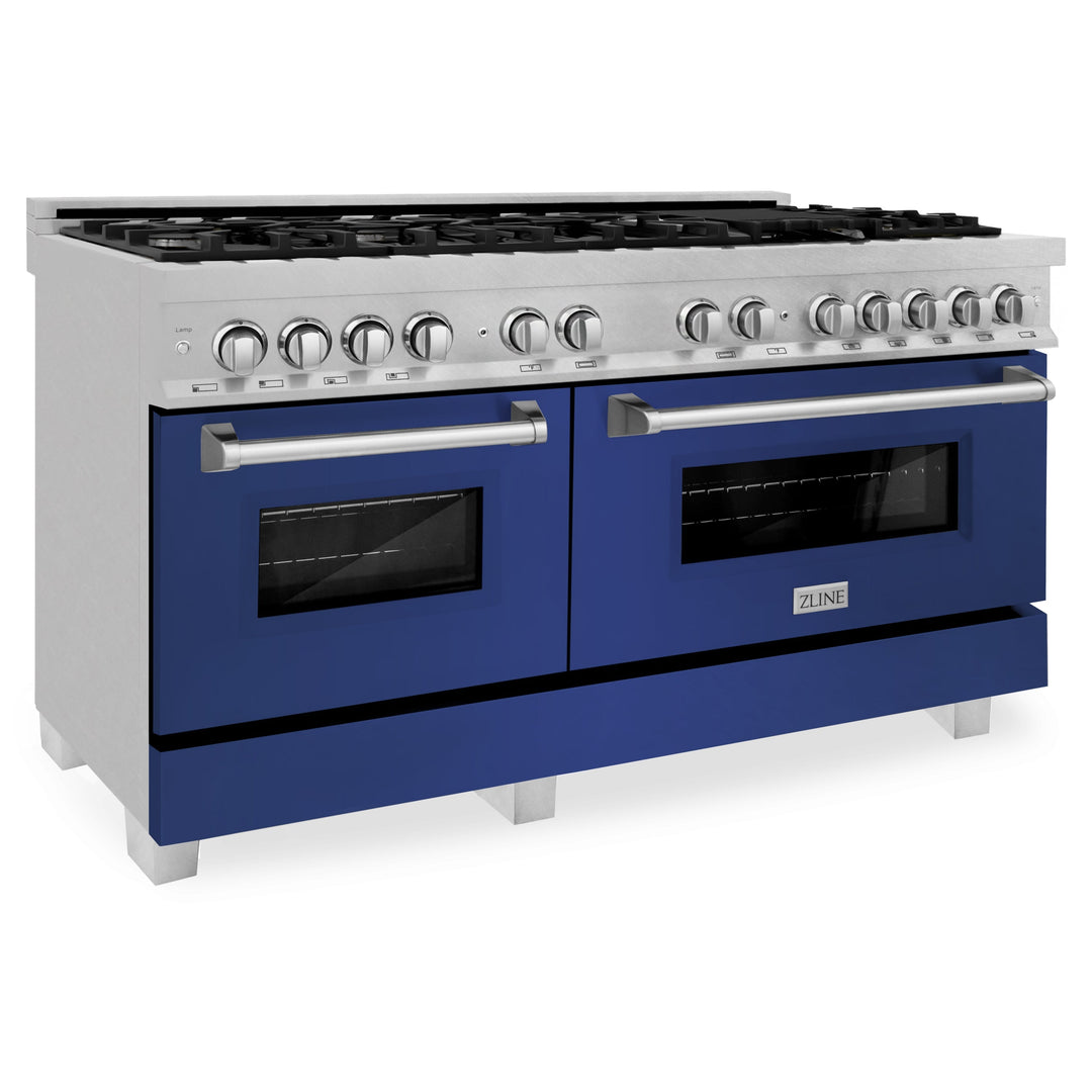 ZLINE 60 in. 7.4 cu. ft. Dual Fuel Range with Gas Stove and Electric Oven in Fingerprint Resistant Stainless Steel and Colored Door Options (RAS-60)