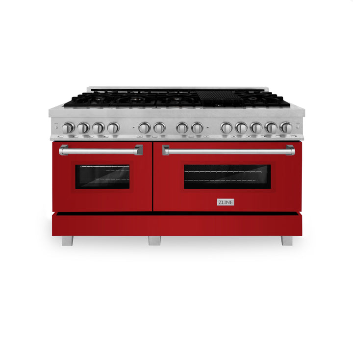 ZLINE 60 in. 7.4 cu. ft. Dual Fuel Range with Gas Stove and Electric Oven in Fingerprint Resistant Stainless Steel and Colored Door Options (RAS-60)