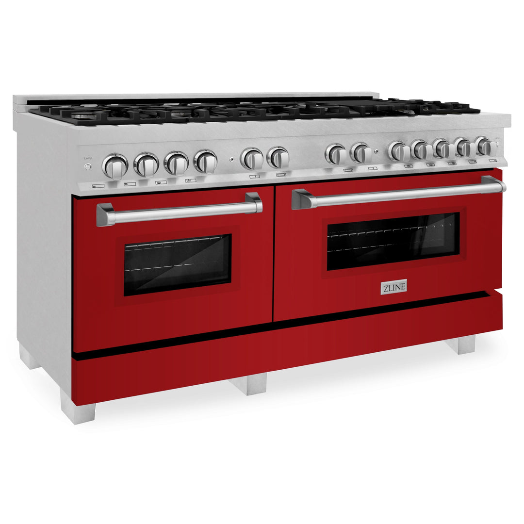 ZLINE 60 in. 7.4 cu. ft. Dual Fuel Range with Gas Stove and Electric Oven in Fingerprint Resistant Stainless Steel and Colored Door Options (RAS-60)