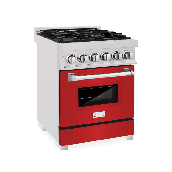 ZLINE 24 in. Professional Dual Fuel Range in Fingerprint Resistant Stainless Steel with Color Door Options (RAS-SN-24)