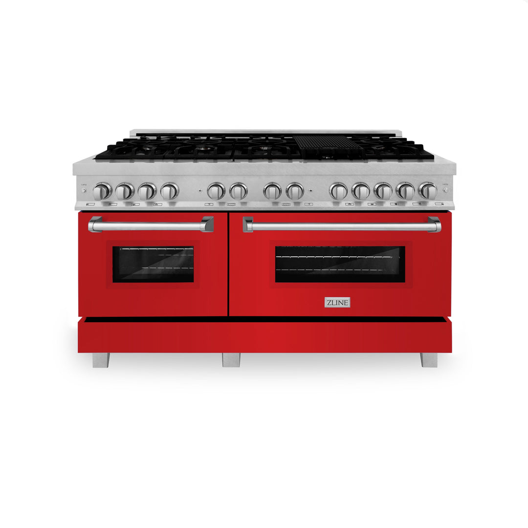 ZLINE 60 in. 7.4 cu. ft. Dual Fuel Range with Gas Stove and Electric Oven in Fingerprint Resistant Stainless Steel and Colored Door Options (RAS-60)