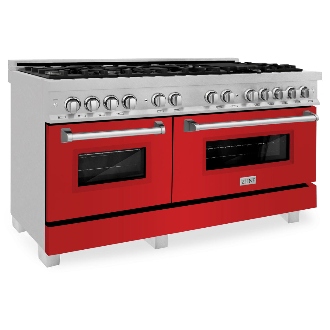 ZLINE 60 in. 7.4 cu. ft. Dual Fuel Range with Gas Stove and Electric Oven in Fingerprint Resistant Stainless Steel and Colored Door Options (RAS-60)