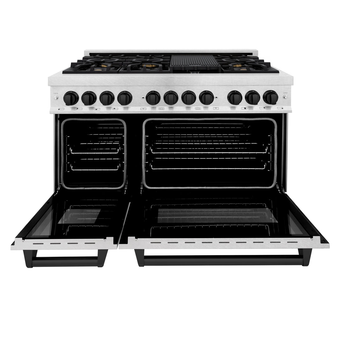 ZLINE Autograph Edition 48 in. 6.0 cu. ft. Dual Fuel Range with Gas Stove and Electric Oven in Fingerprint Resistant Stainless Steel with Accents (RASZ-SN-48)