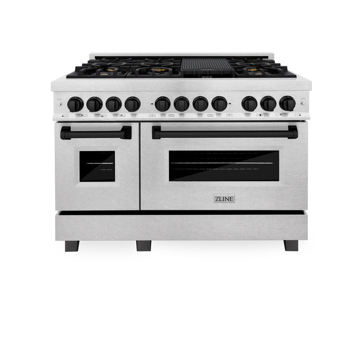 ZLINE Autograph Edition 48 in. 6.0 cu. ft. Dual Fuel Range with Gas Stove and Electric Oven in Fingerprint Resistant Stainless Steel with Accents (RASZ-SN-48)