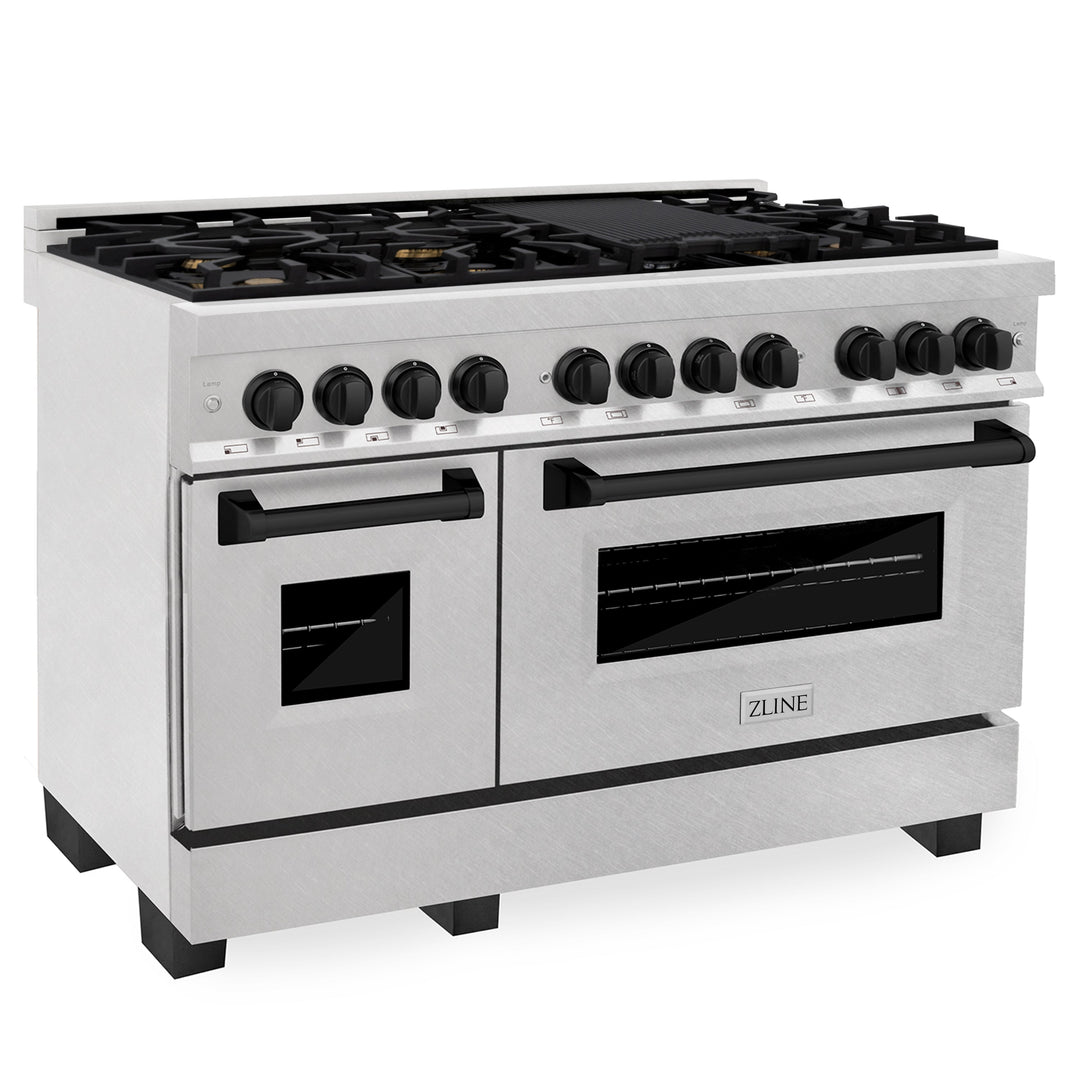 ZLINE Autograph Edition 48 in. 6.0 cu. ft. Dual Fuel Range with Gas Stove and Electric Oven in Fingerprint Resistant Stainless Steel with Accents (RASZ-SN-48)