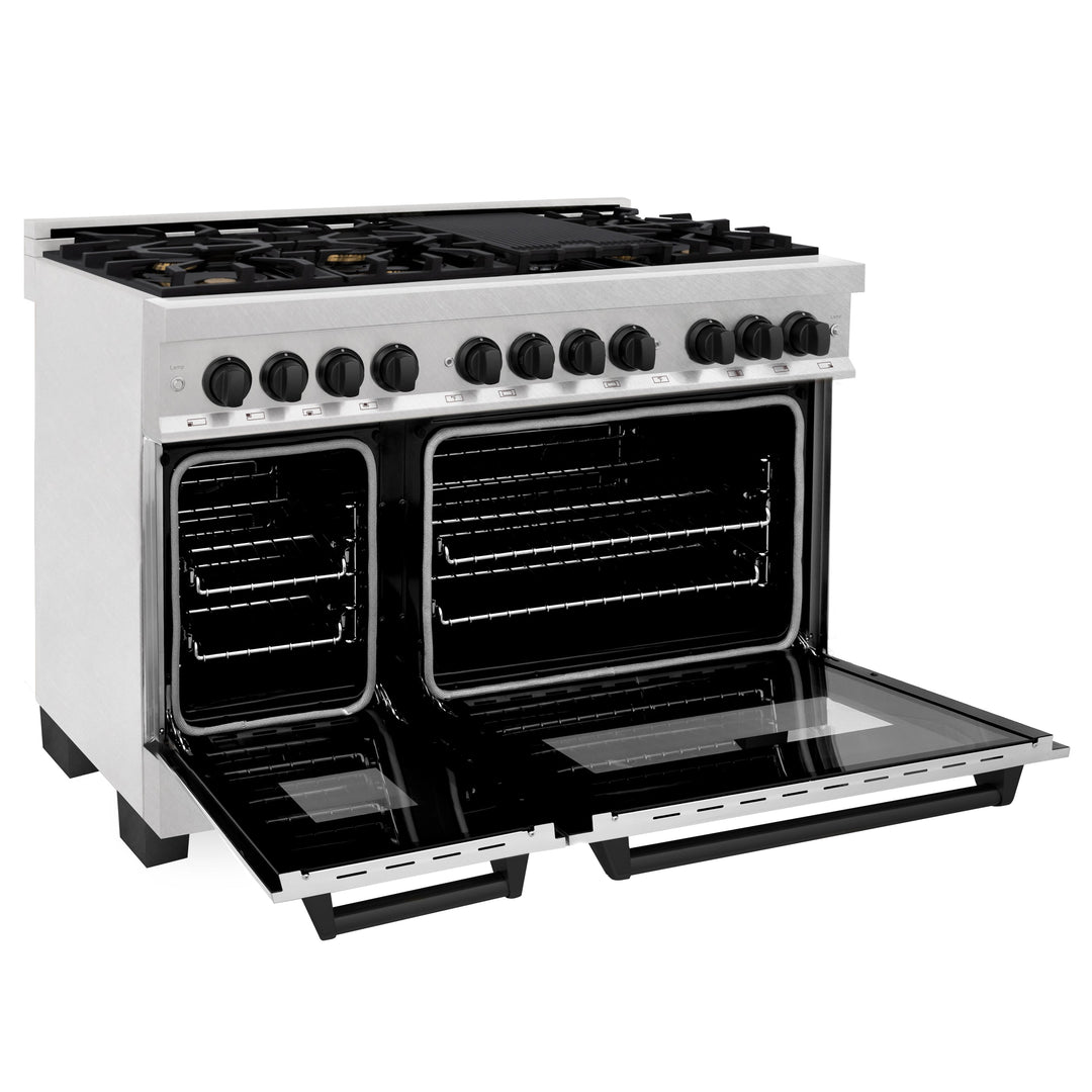 ZLINE Autograph Edition 48 in. 6.0 cu. ft. Dual Fuel Range with Gas Stove and Electric Oven in Fingerprint Resistant Stainless Steel with Accents (RASZ-SN-48)