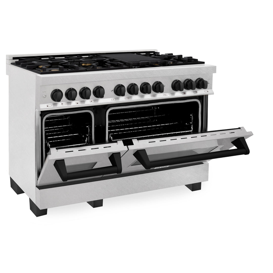 ZLINE Autograph Edition 48 in. 6.0 cu. ft. Dual Fuel Range with Gas Stove and Electric Oven in Fingerprint Resistant Stainless Steel with Accents (RASZ-SN-48)