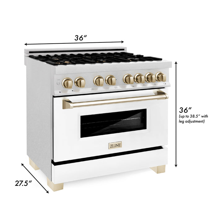 ZLINE Autograph Edition 36 in. 4.6 cu. ft. Dual Fuel Range with Gas Stove and Electric Oven in Fingerprint Resistant Stainless Steel with White Matte Door and Accents (RASZ-WM-36)