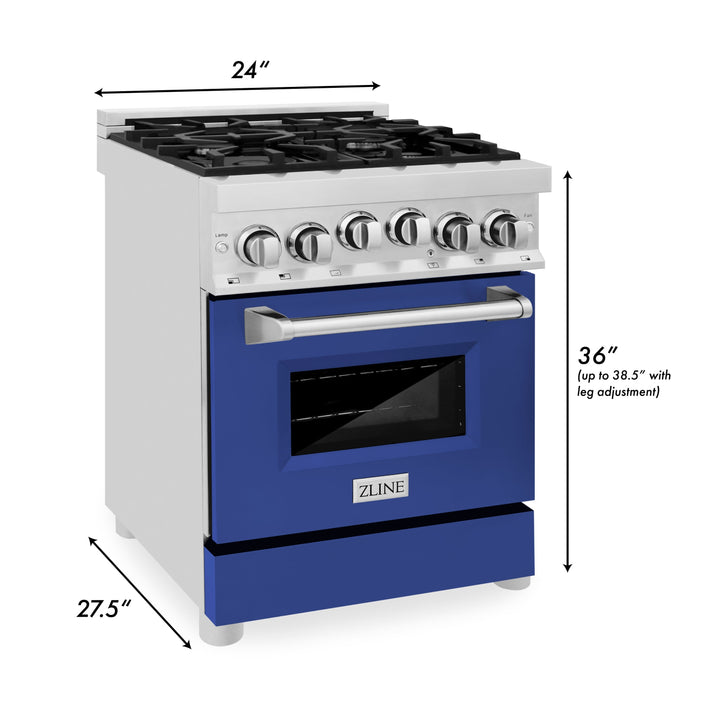 ZLINE 24 in. 2.8 cu. ft. Range with Gas Stove and Gas Oven in Stainless Steel (RG24)