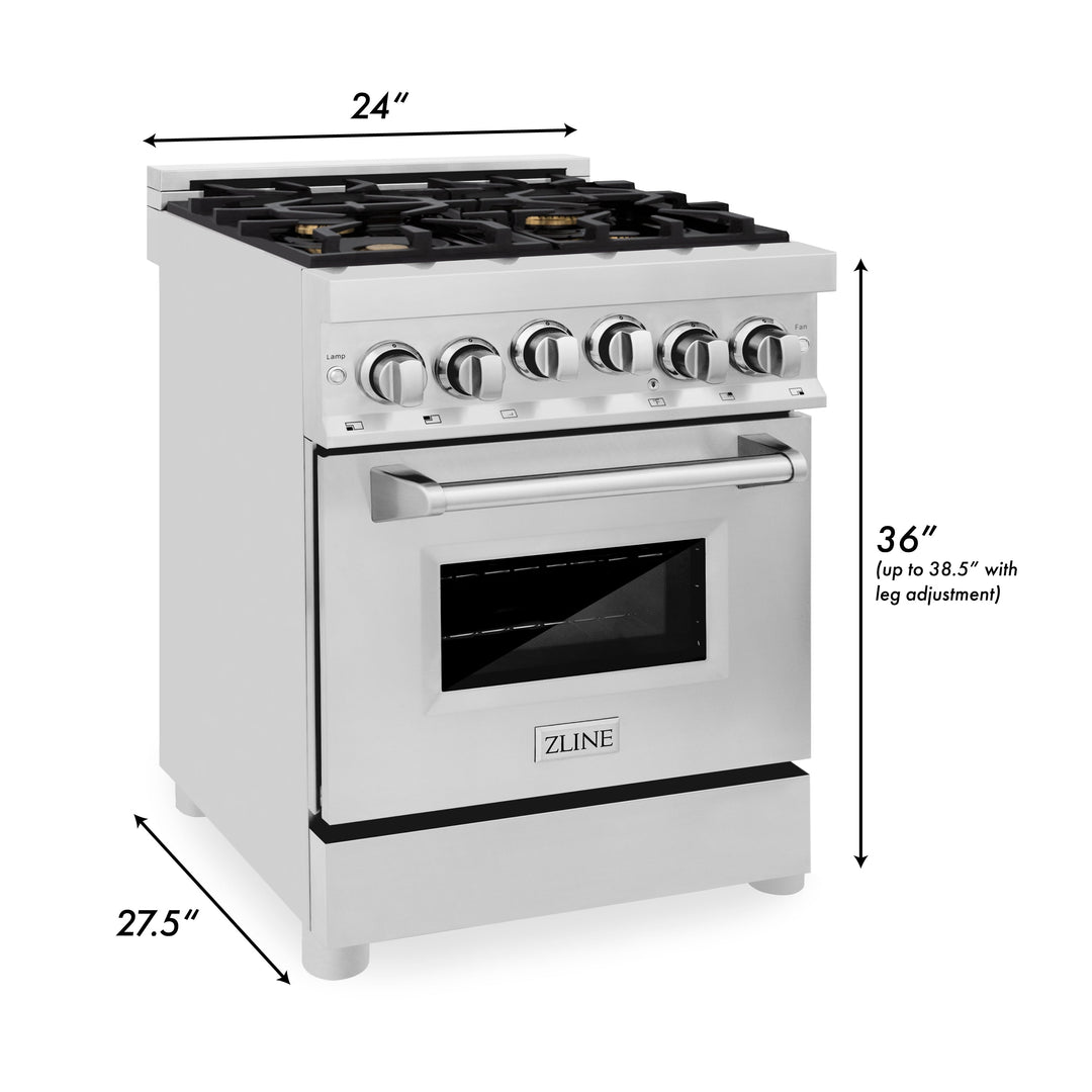 ZLINE 24 in. 2.8 cu. ft. Range with Gas Stove and Gas Oven in Stainless Steel (RG24)