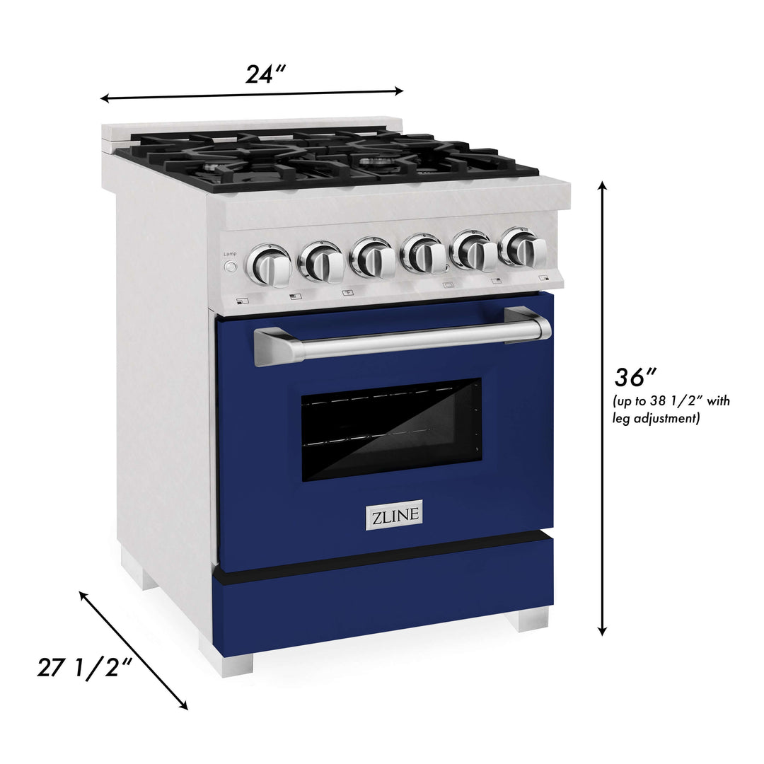 ZLINE 24 in. Professional Dual Fuel Range in Fingerprint Resistant Stainless Steel with Color Door Options (RAS-SN-24)