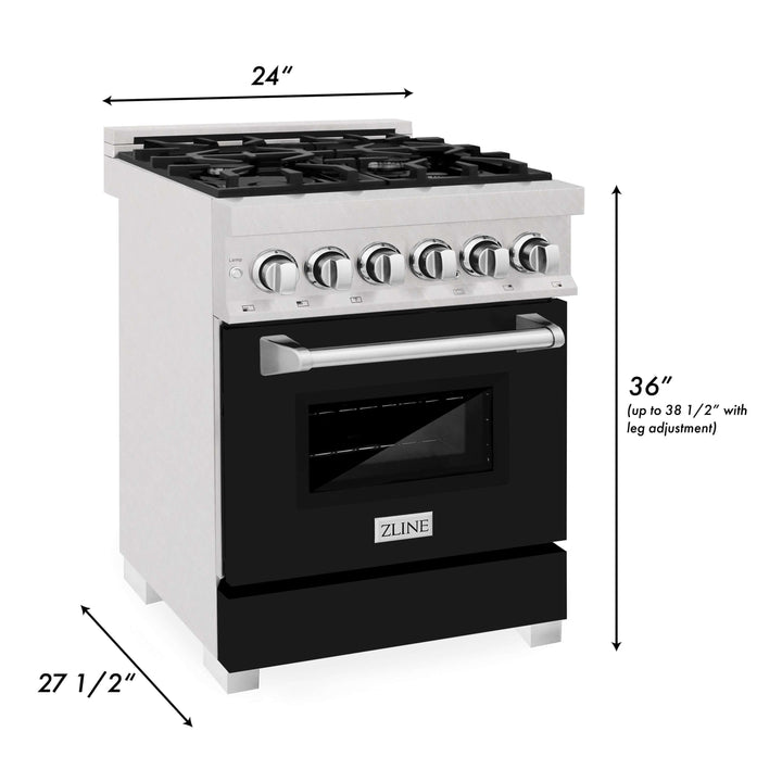 ZLINE 24 in. Professional Dual Fuel Range in Fingerprint Resistant Stainless Steel with Color Door Options (RAS-SN-24)