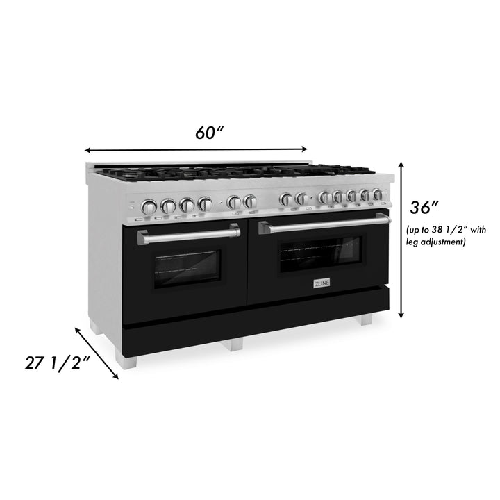 ZLINE 60 in. 7.4 cu. ft. Dual Fuel Range with Gas Stove and Electric Oven in Fingerprint Resistant Stainless Steel and Colored Door Options (RAS-60)