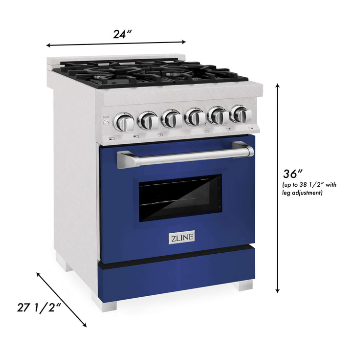 ZLINE 24 in. Professional Dual Fuel Range in Fingerprint Resistant Stainless Steel with Color Door Options (RAS-SN-24)