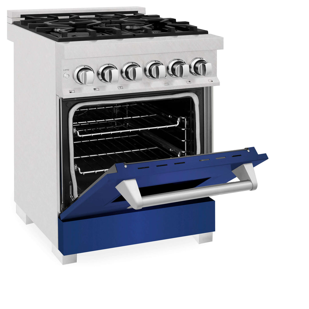 ZLINE 24 in. Professional Dual Fuel Range in Fingerprint Resistant Stainless Steel with Color Door Options (RAS-SN-24)