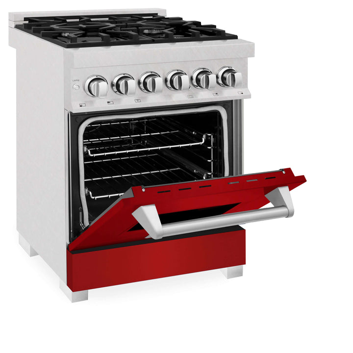 ZLINE 24 in. Professional Dual Fuel Range in Fingerprint Resistant Stainless Steel with Color Door Options (RAS-SN-24)