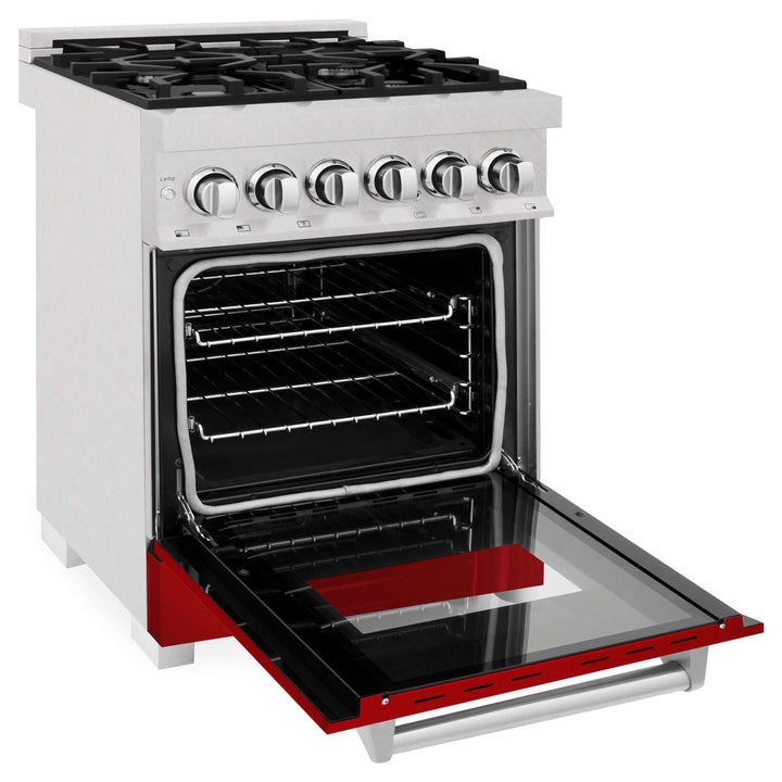 ZLINE 24 in. Professional Dual Fuel Range in Fingerprint Resistant Stainless Steel with Color Door Options (RAS-SN-24)