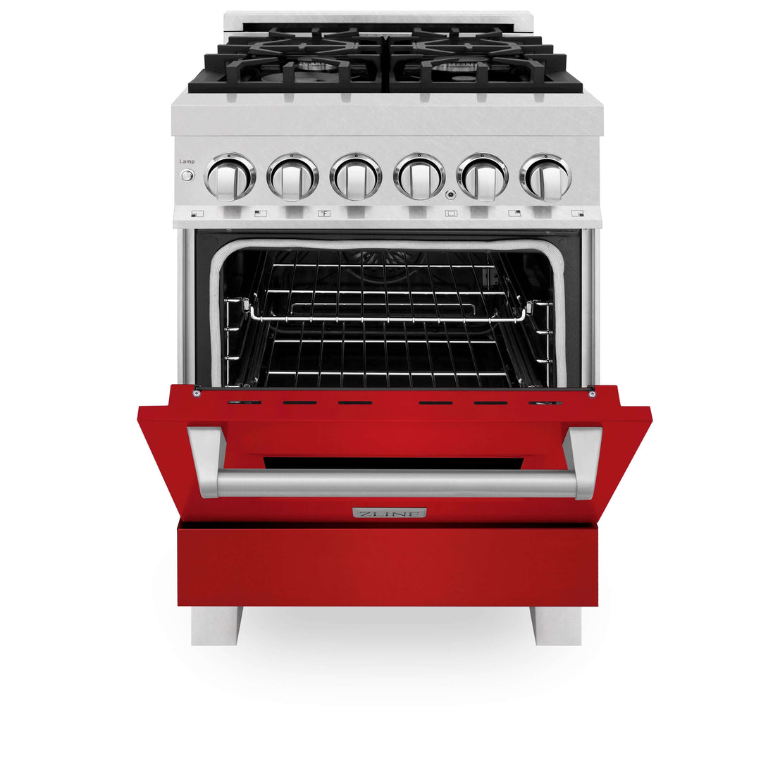 ZLINE 24 in. Professional Dual Fuel Range in Fingerprint Resistant Stainless Steel with Color Door Options (RAS-SN-24)