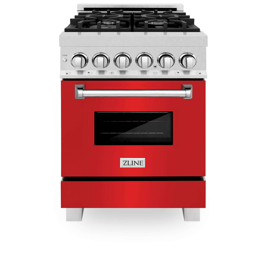 ZLINE 24 in. Professional Dual Fuel Range in Fingerprint Resistant Stainless Steel with Color Door Options (RAS-SN-24)