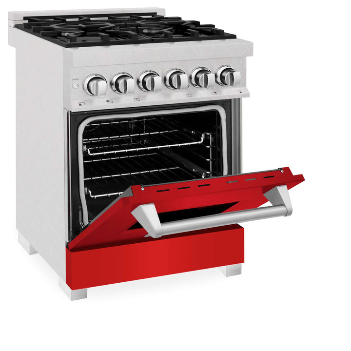 ZLINE 24 in. Professional Dual Fuel Range in Fingerprint Resistant Stainless Steel with Color Door Options (RAS-SN-24)