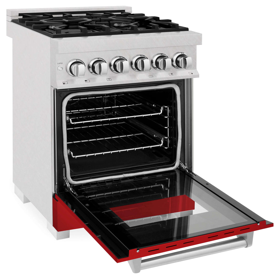 ZLINE 24 in. Professional Dual Fuel Range in Fingerprint Resistant Stainless Steel with Color Door Options (RAS-SN-24)