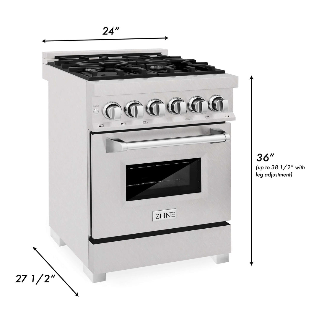 ZLINE 24 in. Professional Dual Fuel Range in Fingerprint Resistant Stainless Steel with Color Door Options (RAS-SN-24)