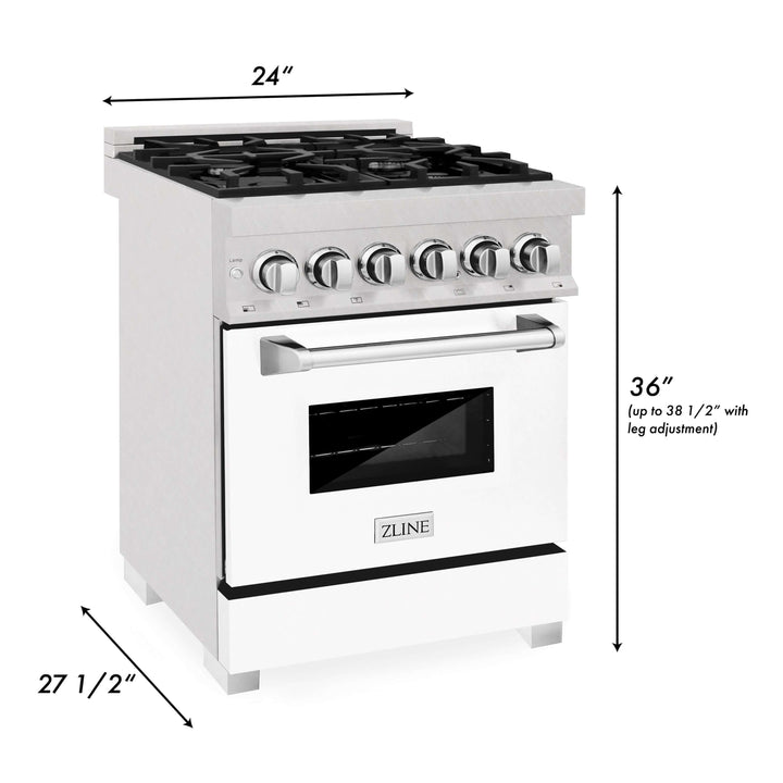 ZLINE 24 in. Professional Dual Fuel Range in Fingerprint Resistant Stainless Steel with Color Door Options (RAS-SN-24)