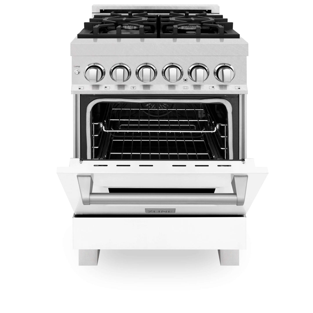 ZLINE 24 in. Professional Dual Fuel Range in Fingerprint Resistant Stainless Steel with Color Door Options (RAS-SN-24)