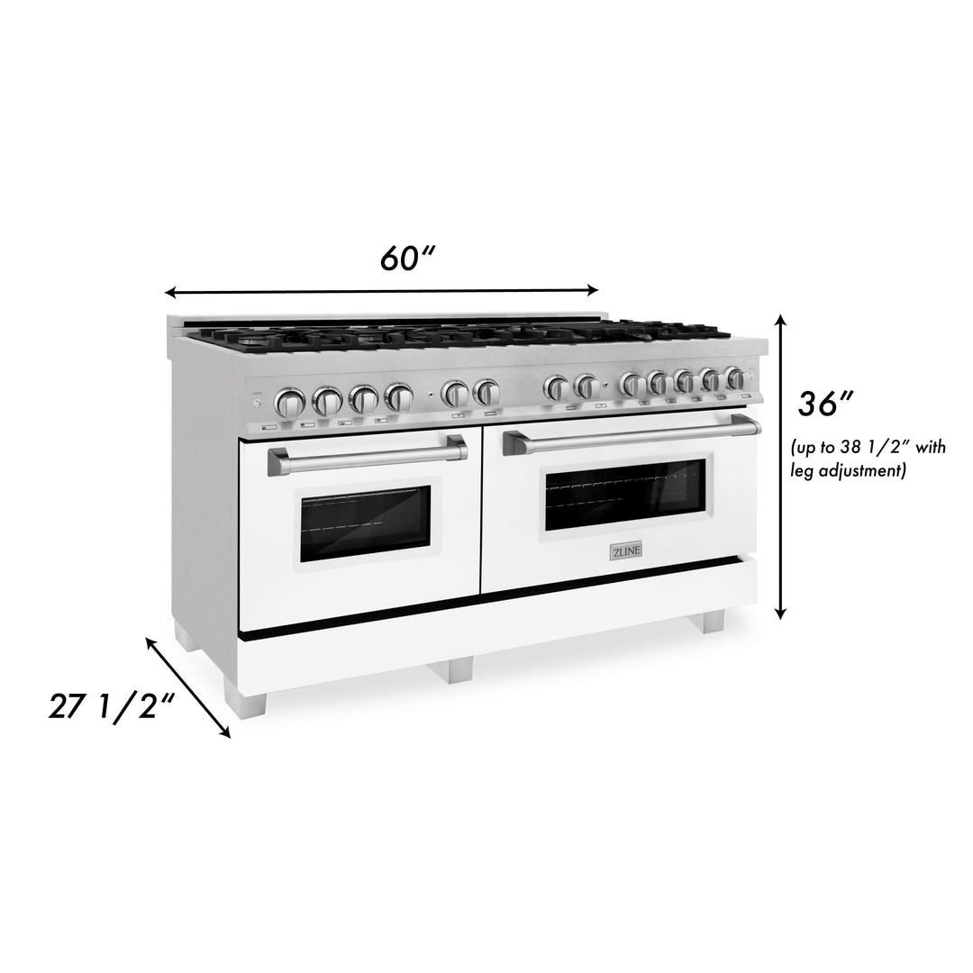 ZLINE 60 in. 7.4 cu. ft. Dual Fuel Range with Gas Stove and Electric Oven in Fingerprint Resistant Stainless Steel and Colored Door Options (RAS-60)