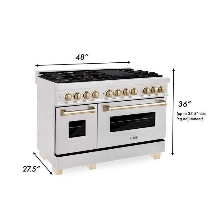 ZLINE Autograph Edition 48 in. 6.0 cu. ft. Dual Fuel Range with Gas Stove and Electric Oven in Fingerprint Resistant Stainless Steel with Accents (RASZ-SN-48)