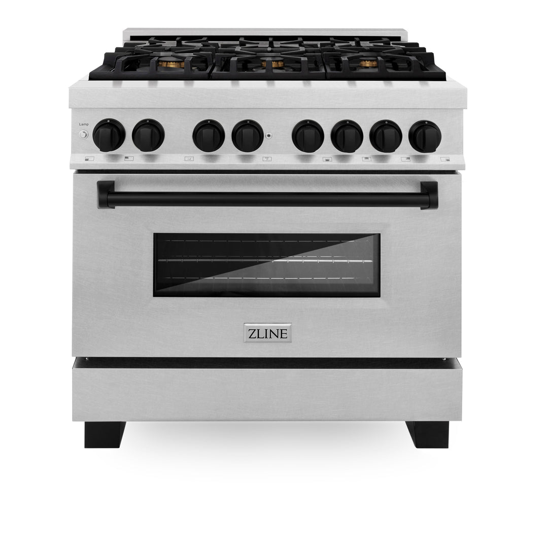 ZLINE Autograph Edition 36 in. 4.6 cu. ft. Dual Fuel Range with Gas Stove and Electric Oven in Fingerprint Resistant Stainless Steel with Accents (RASZ-SN-36)