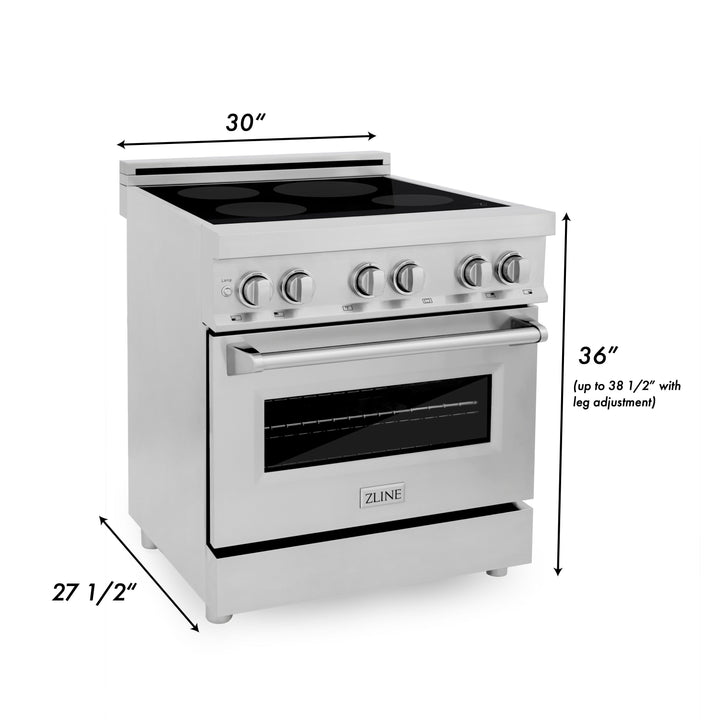 ZLINE 30 in. 4.0 cu. ft. Induction Range with a 4 Induction Element Stove and Electric Oven in Stainless Steel with Colored Door Options (RAIND-30)