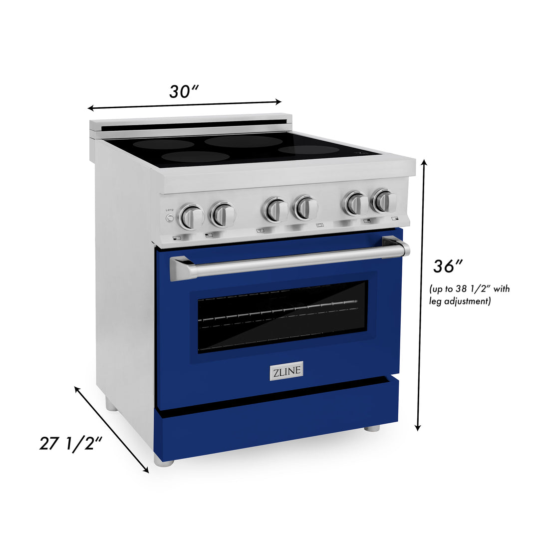 ZLINE 30 in. 4.0 cu. ft. Induction Range with a 4 Induction Element Stove and Electric Oven in Stainless Steel with Colored Door Options (RAIND-30)