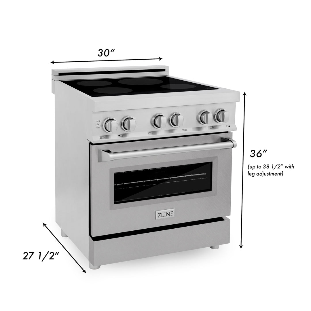 ZLINE 30 in. 4.0 cu. ft. Induction Range with a 4 Induction Element Stove and Electric Oven in Stainless Steel with Colored Door Options (RAIND-30)