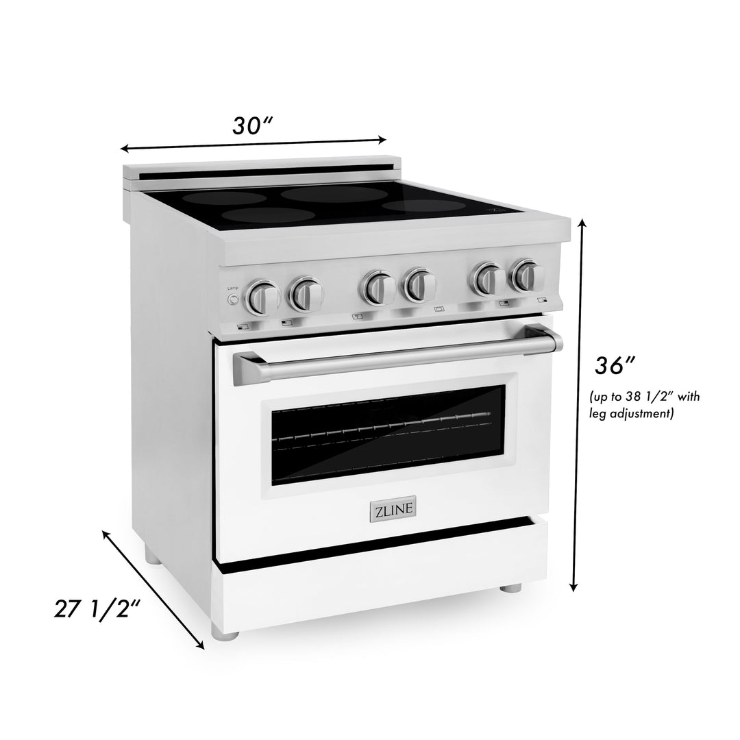 ZLINE 30 in. 4.0 cu. ft. Induction Range with a 4 Induction Element Stove and Electric Oven in Stainless Steel with Colored Door Options (RAIND-30)