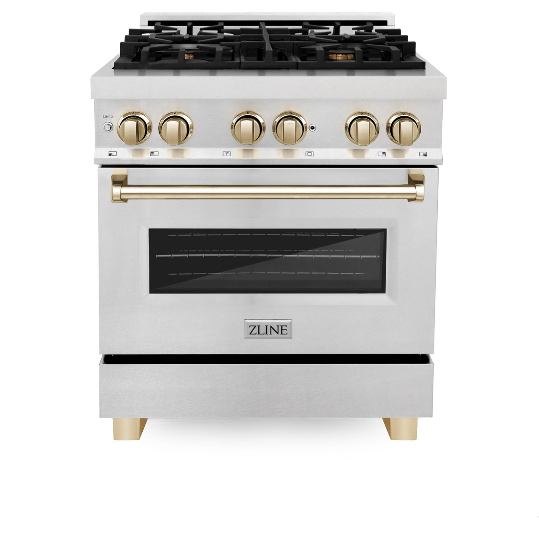 ZLINE Autograph Edition 30 in. 4.0 cu. ft. Dual Fuel Range with Gas Stove and Electric Oven in Fingerprint Resistant Stainless Steel with Accents (RASZ-SN-30)