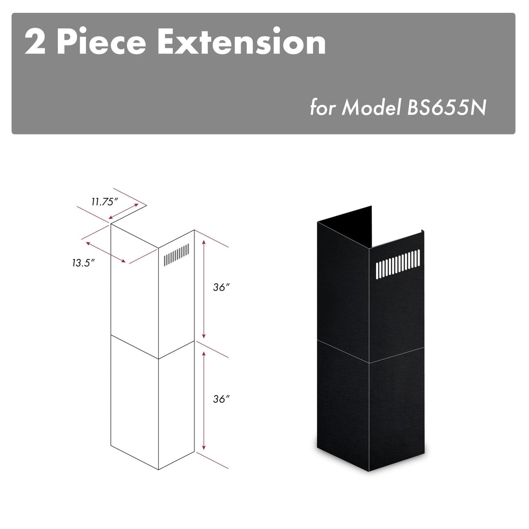 ZLINE 2-36 in. Chimney Extensions for 10 ft. to 12 ft. Ceilings (2PCEXT-BS655N)