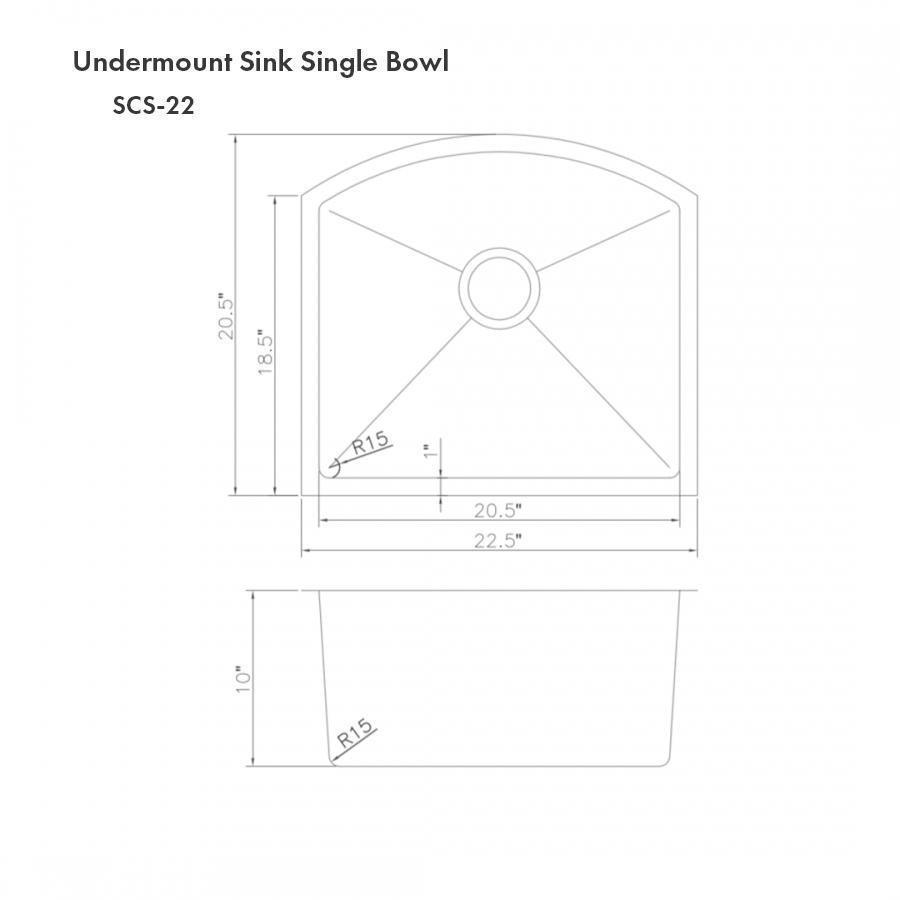 ZLINE 22 in. Telluride Undermount Single Bowl Kitchen Sink with Bottom Grid (SCS)