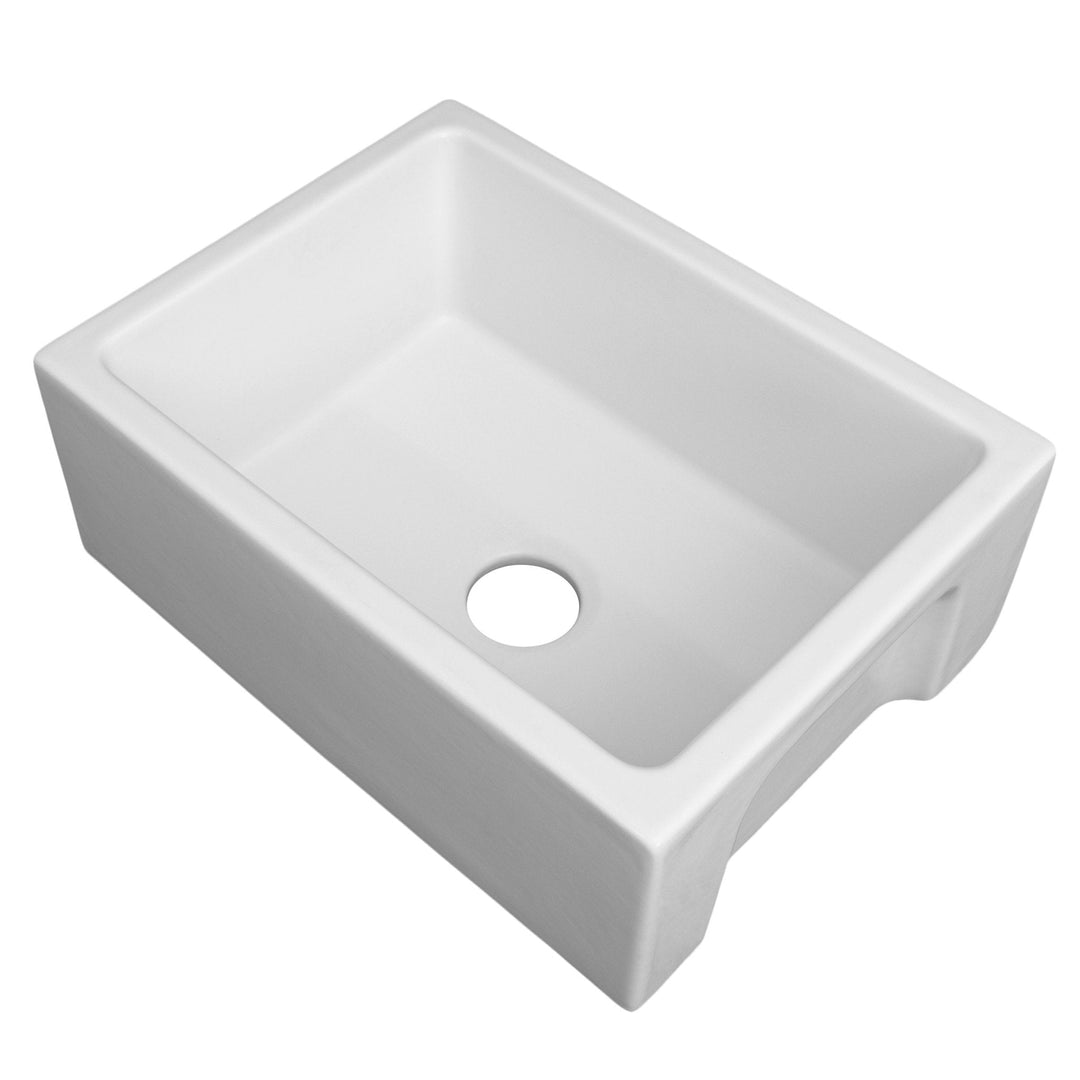 ZLINE 24 in. Venice Farmhouse Apron Front Reversible Single Bowl Fireclay Kitchen Sink with Bottom Grid (FRC5120)