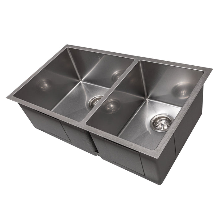 ZLINE 33 in. Chamonix Undermount Double Bowl Kitchen Sink with Bottom Grid (SR60D-33)