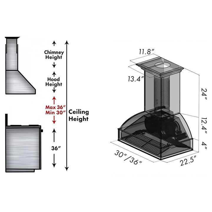 ZLINE 36 in. Wooden Wall Mount Range Hood in Antigua and Walnut - Includes Motor (369AW-36)