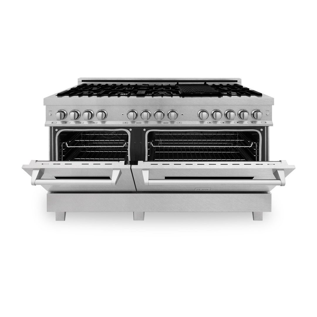 ZLINE 60 in. 7.4 cu. ft. Dual Fuel Range with Gas Stove and Electric Oven in Fingerprint Resistant Stainless Steel and Colored Door Options (RAS-60)