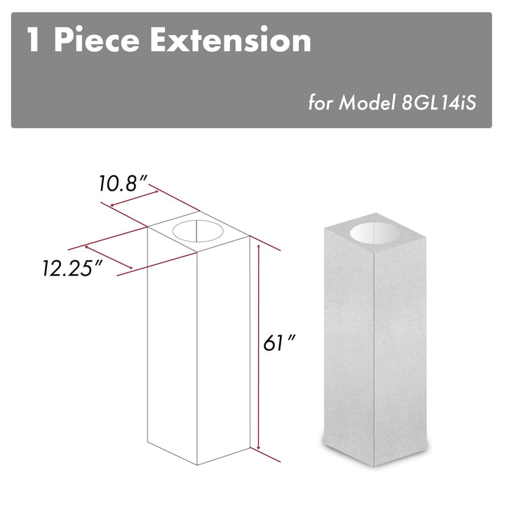 ZLINE 61 in. DuraSnow Stainless Steel Chimney Extension for Ceilings up to 12.5 ft. (8GL14iS-E)