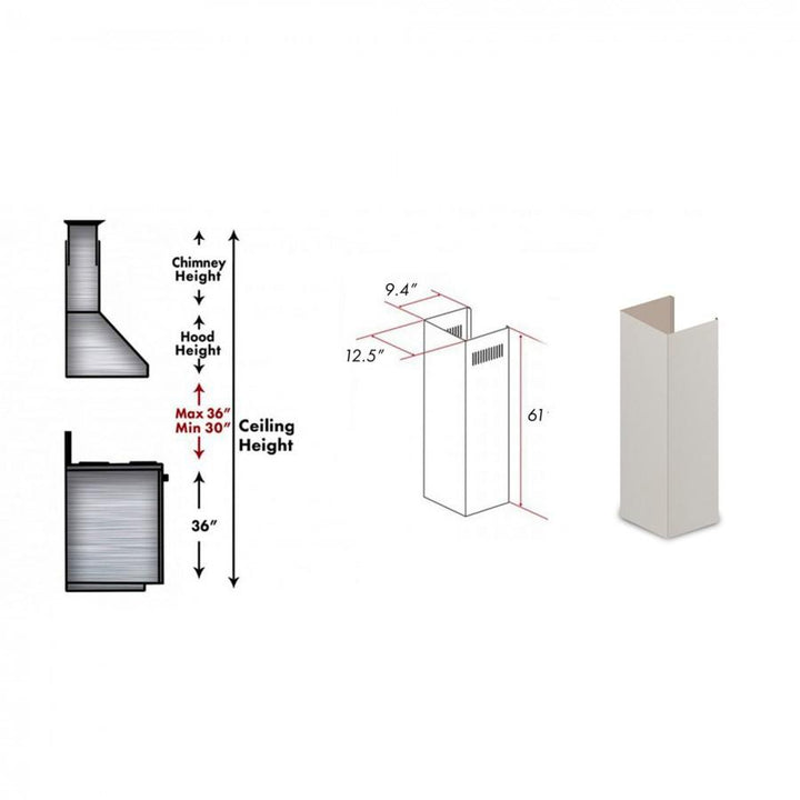 ZLINE 61 in. Wooden Chimney Extension for Ceilings up to 12.5 ft. (KBTT-E)